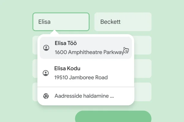 Automaattäite abil saab kasutaja hetkega sisestada vormile oma nime ja aadressi.