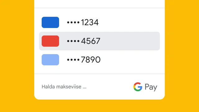 Turvalisuse huvides kuvab Google Pay ainult kolme krediitkaardi viimased neli numbrit.